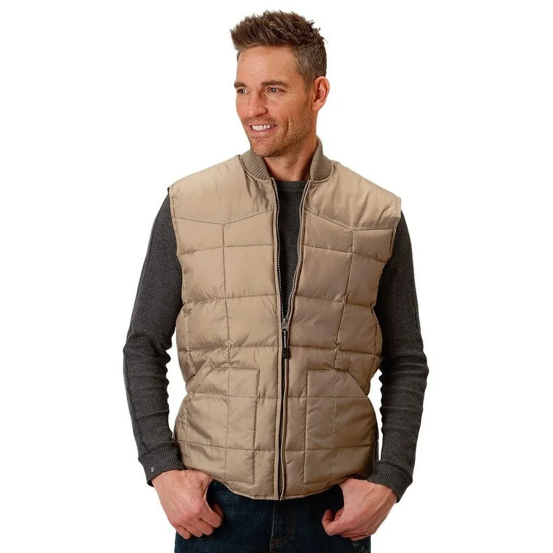 Roper Western Vest Mens Down-like Fill Khaki 03-097-0763-0523 BR