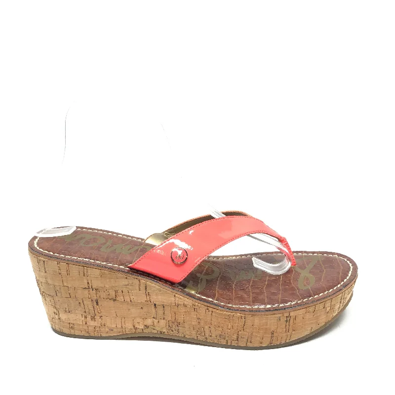 Street Style Pink Sandals Heels Wedge Sam Edelman, Size 9