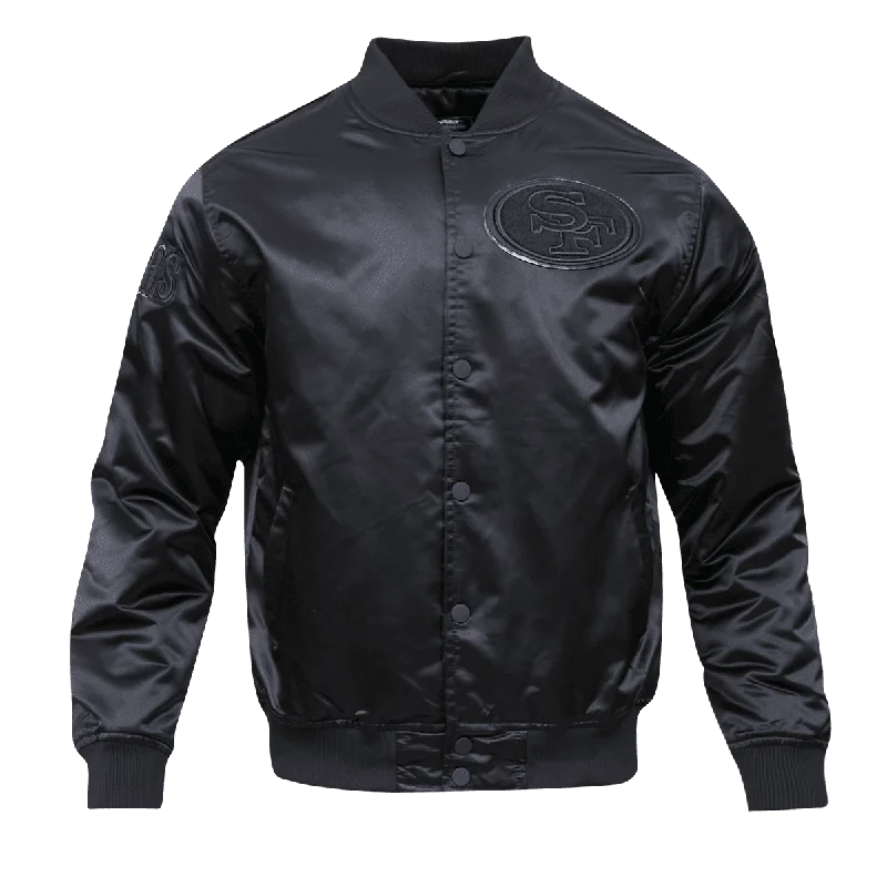 NFL SAN FRANCISCO 49ERS TRIPLE BLACK MEN'S SATIN JACKET (TRIPLE BLACK)