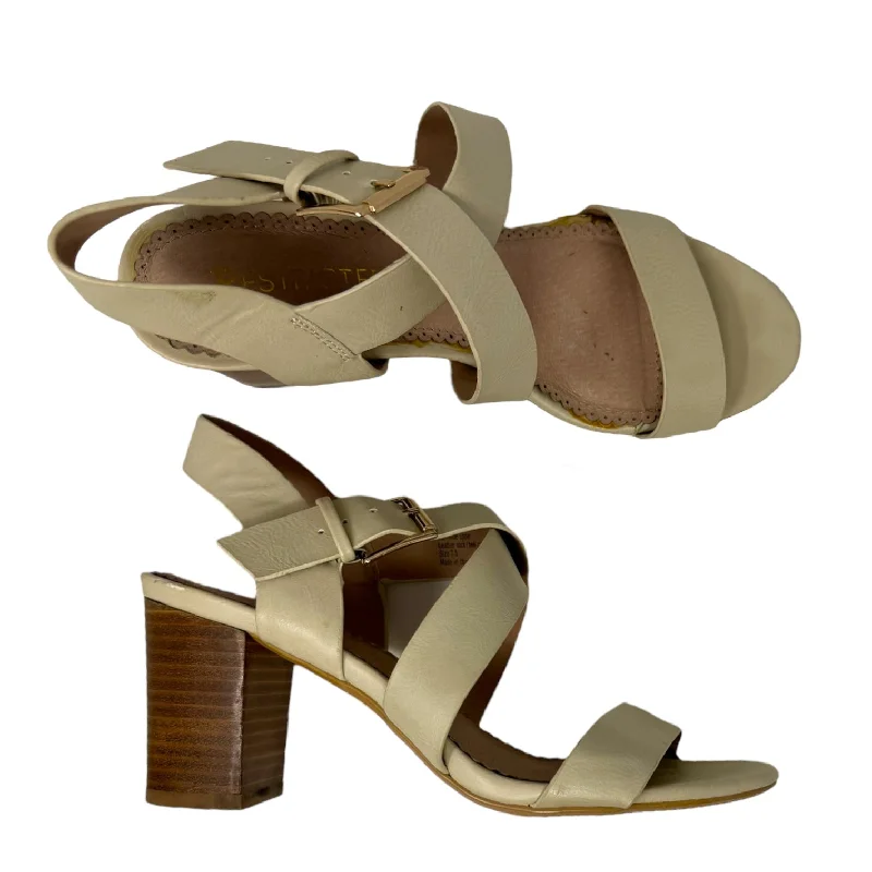 Versatile Glamour Tan Sandals Heels Block Restricted, Size 7.5