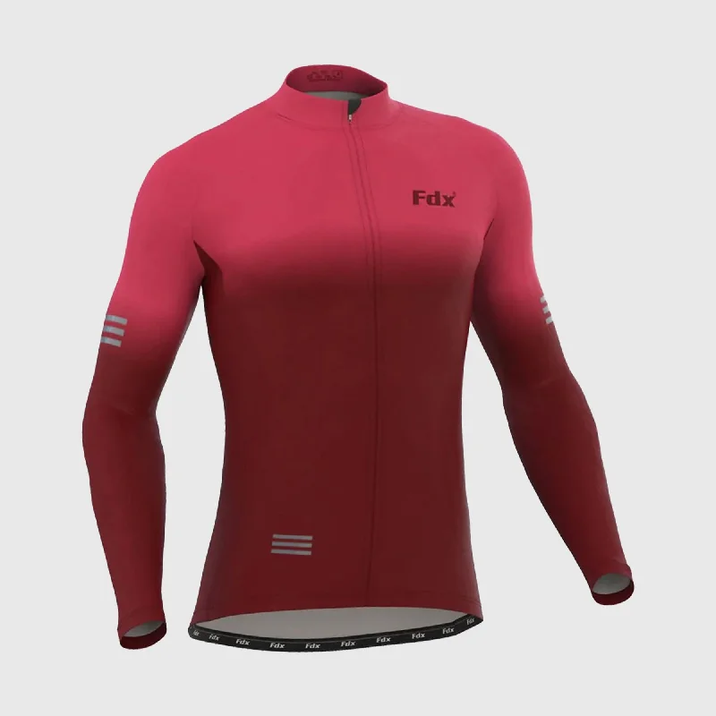 Fdx Duo Men's & Boy's Pink / Maroon Thermal Roubaix Long Sleeve Cycling Jersey