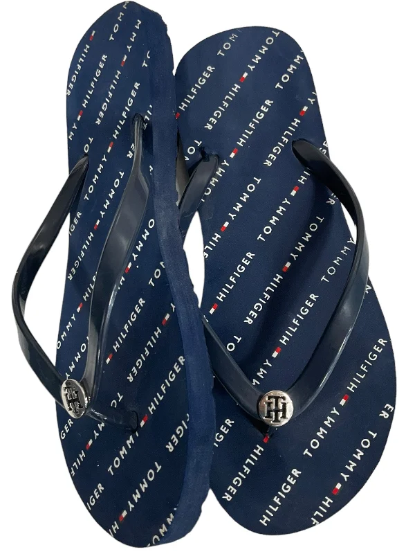 Bold Flair Blue Sandals Flip Flops Tommy Hilfiger, Size 7