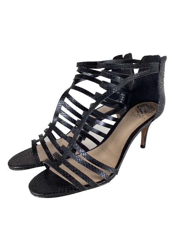Fashion Icon Black Sandals Heels Stiletto Vince Camuto, Size 11