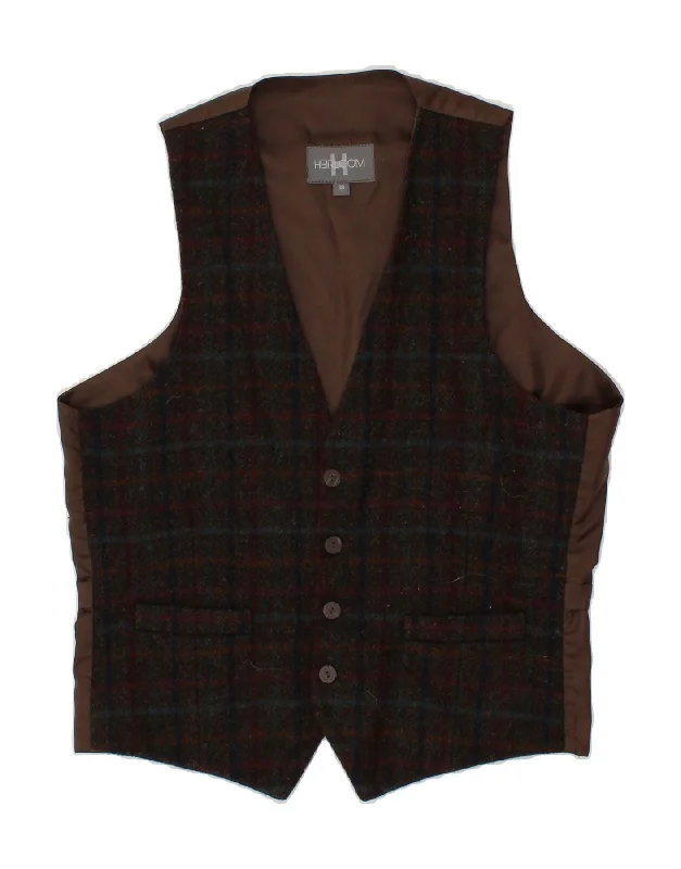 HEIRLOOM COLLECTIBLES Mens Waistcoat UK 38 Medium Brown Check