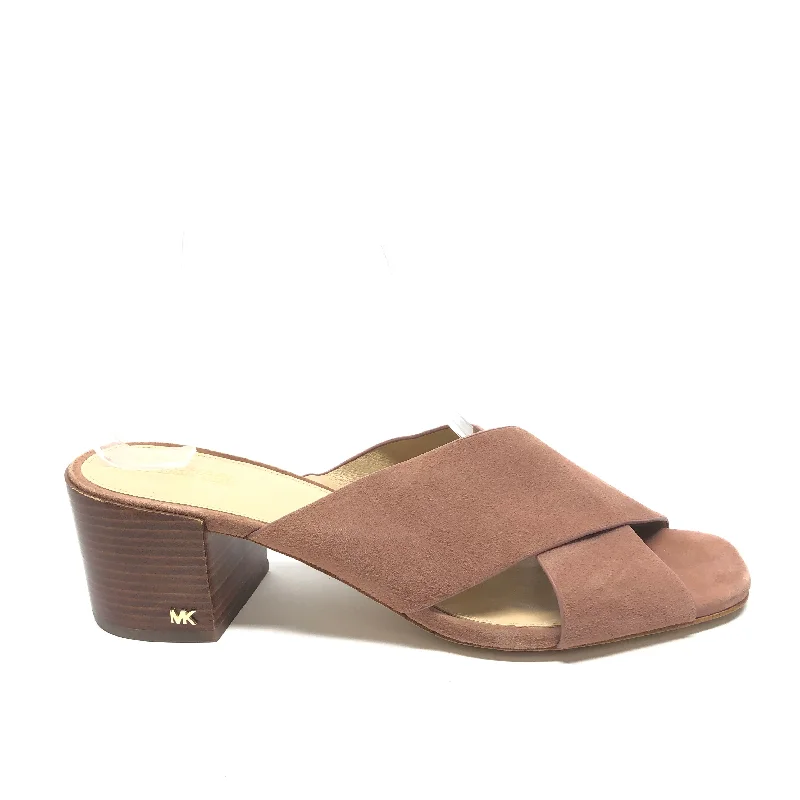 Luxe Sensation Tan Sandals Heels Block Michael By Michael Kors, Size 9.5