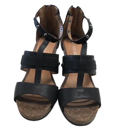 Sophisticated Appeal Black Sandals Heels Wedge Aerosoles, Size 8.5