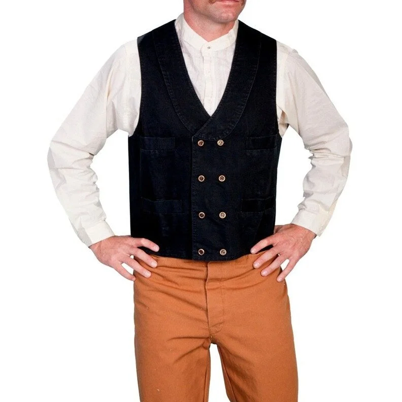 Scully Western Vest Mens Double Breasted Canvas Rangewear F0_RW150