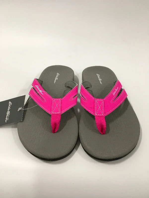 Luxe Craftsmanship Grey & Pink Sandals Flip Flops Eddie Bauer, Size 7