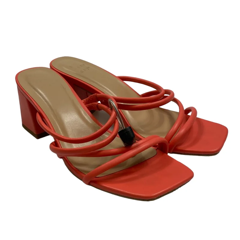Classy Aesthetic Orange Sandals Heels Block A New Day, Size 6
