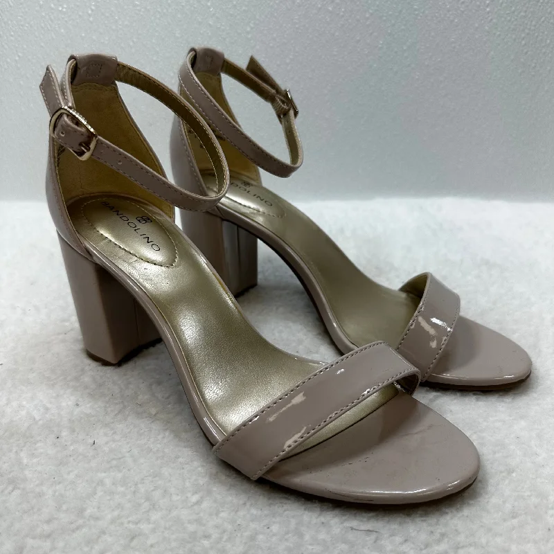 Street Style Nude Sandals Heels Block Bandolino, Size 6.5
