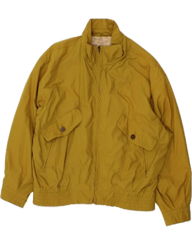 VINTAGE Mens Bomber Jacket UK 44 2XL Yellow Cotton