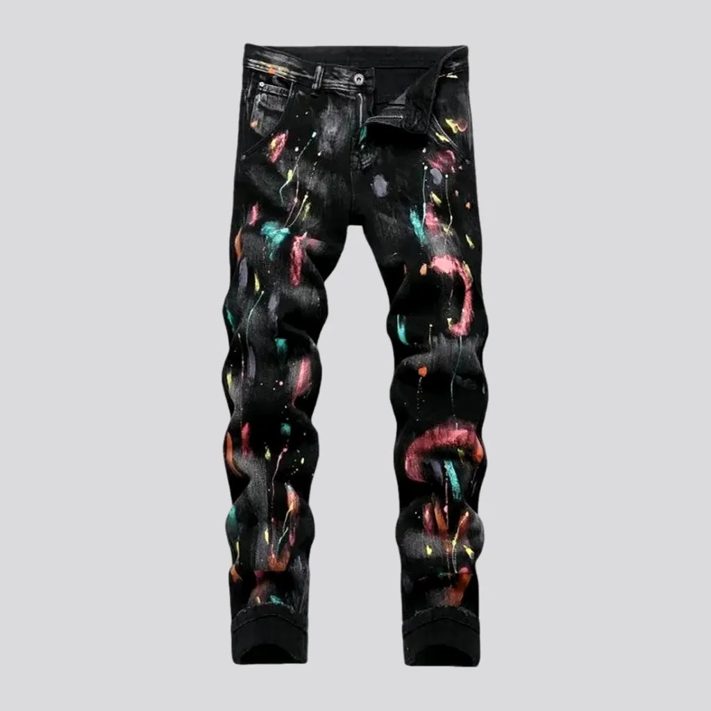 Artistic medium rise skinny men's jeans