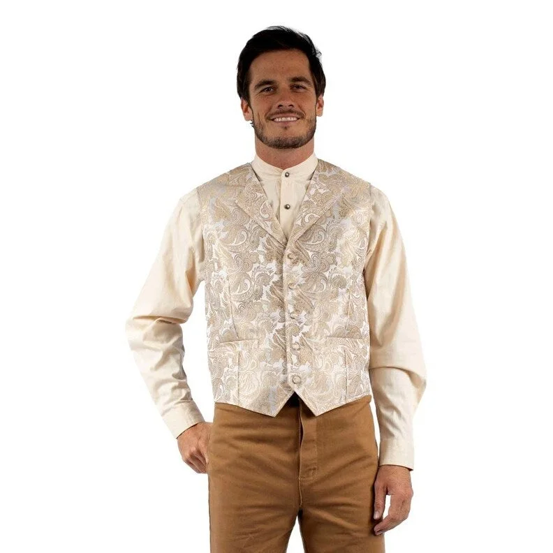 Scully Western Vest Mens Rangewear Old West Paisley Gold F0_RW363