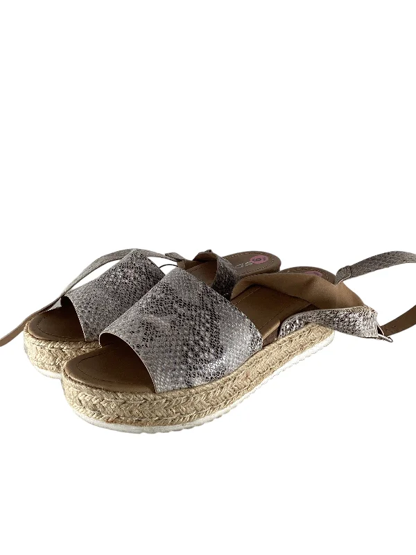 Sleek Finish Snakeskin Print Sandals Heels Wedge Soda, Size 9