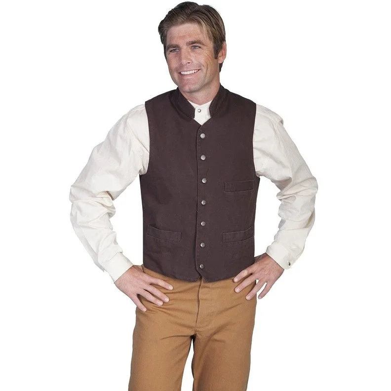 Scully Western Vest Mens Rangewear Stand Up Collar Canvas F0_RW149