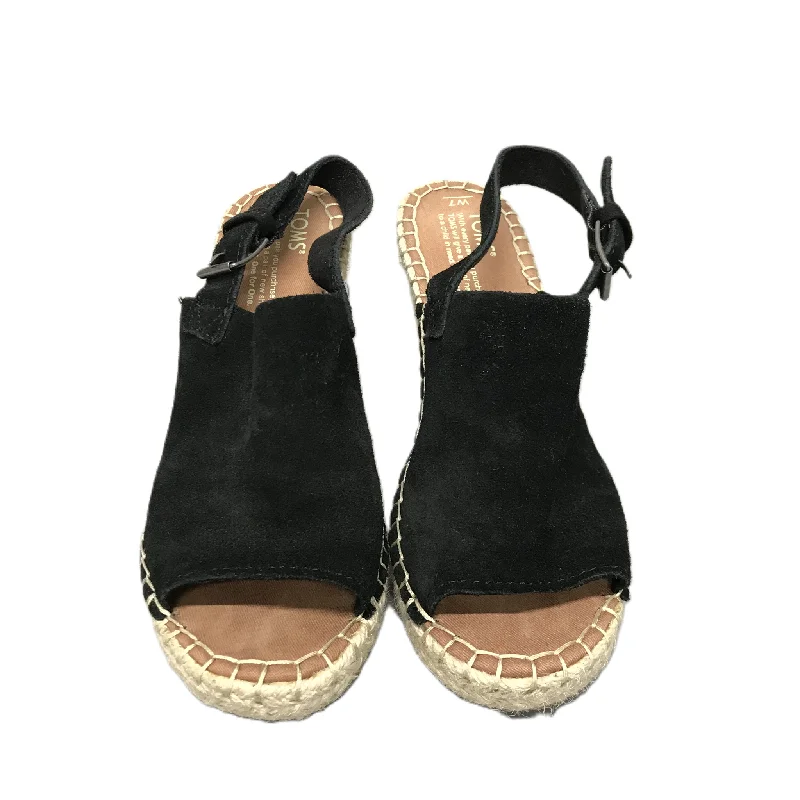 Premium Finish Black Sandals Heels Wedge By Toms, Size: 7