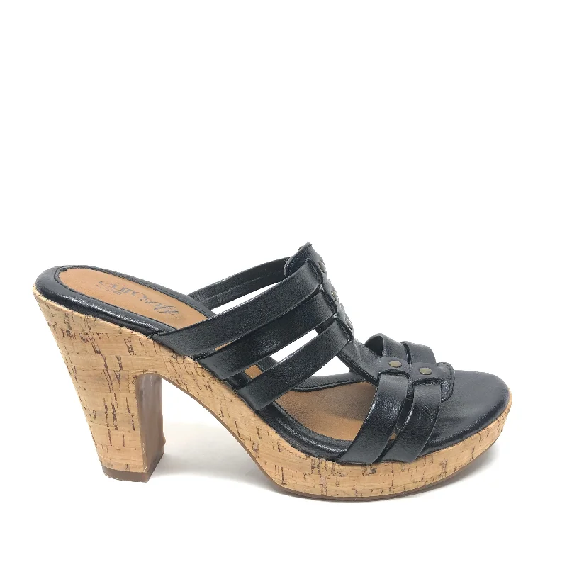 Minimalist Luxe Black Sandals Heels Block Sofft, Size 7