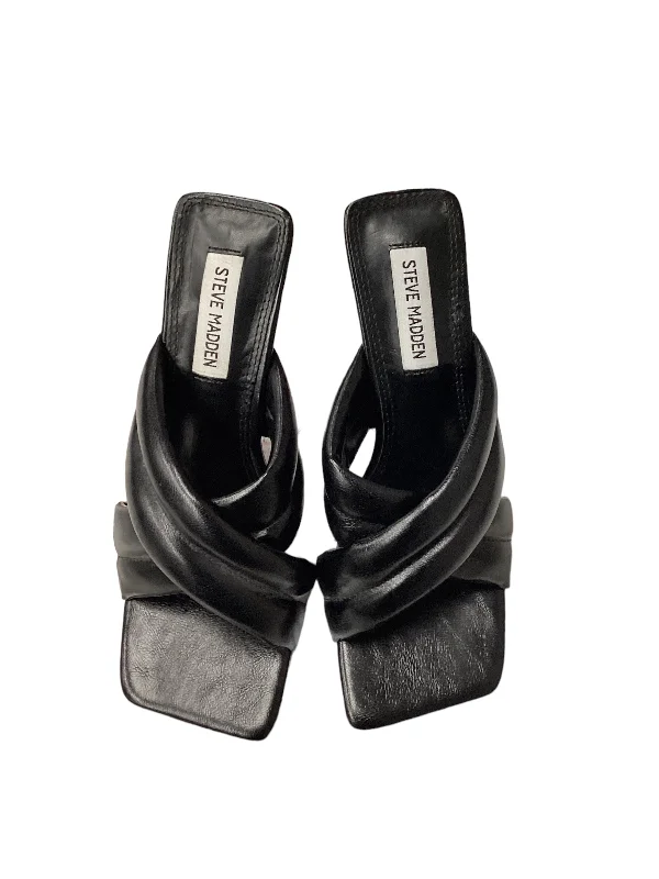 Classy Aesthetic Black Sandals Heels Stiletto Steve Madden, Size 9