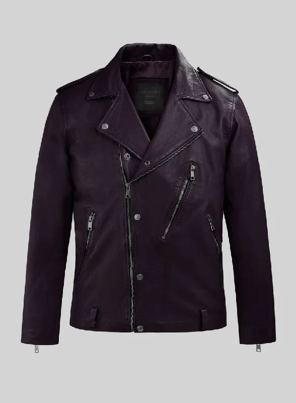 Revolt Purple Biker Leather Jacket