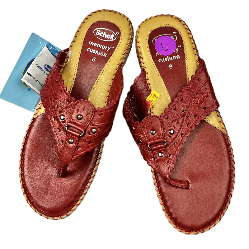 Opulent Design Red Sandals Flip Flops By Scholl, Size: 6