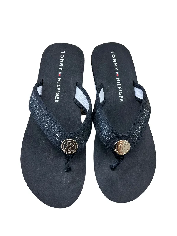 Opulent Appeal Black Sandals Flip Flops Tommy Hilfiger, Size 8.5