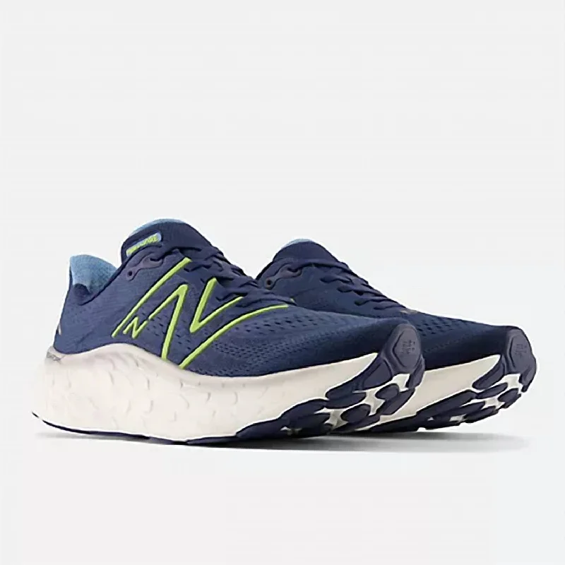 Unique Texture Men's New Balance Fresh Foam X More V4 Running Shoes ( D Width ) In Nb Navy / Cosmic Pineapple / Heritage Blue