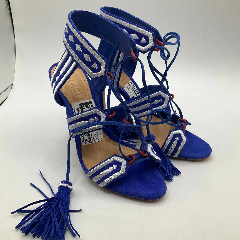 Graceful Charm Blue Sandals Heels Stiletto Cma, Size 6.5