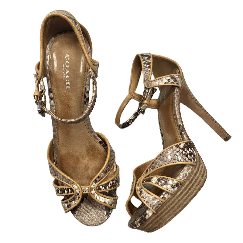 Regal Look Snakeskin Print Sandals Designer By Coach, Size: 7.5