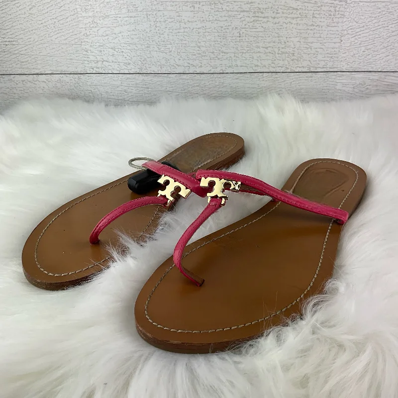 Minimalist Luxe Pink Sandals Designer Tory Burch, Size 8