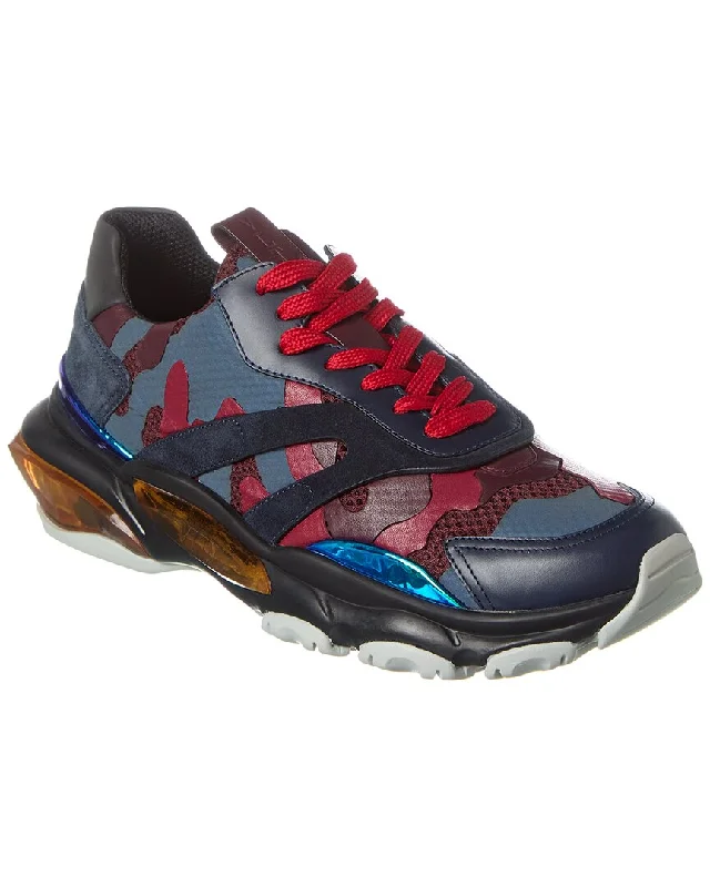 Fashion Icon Valentino Camo Mesh & Leather Sneaker