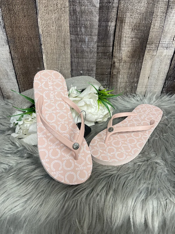 Opulent Design Pink Sandals Flip Flops Calvin Klein, Size 7