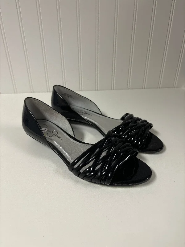 Elegant Design Black Sandals Heels Wedge Jessica Simpson, Size 7.5