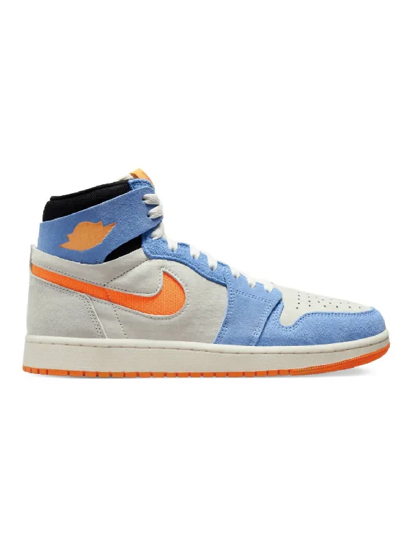 Glamorous Details Men's Jordan 1 High Zoom Air Comfort 2 Sneaker In Royal Pulse Alpha Orange