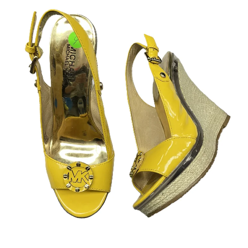 Chic Edge Yellow Sandals Heels Wedge By Michael By Michael Kors, Size: 9