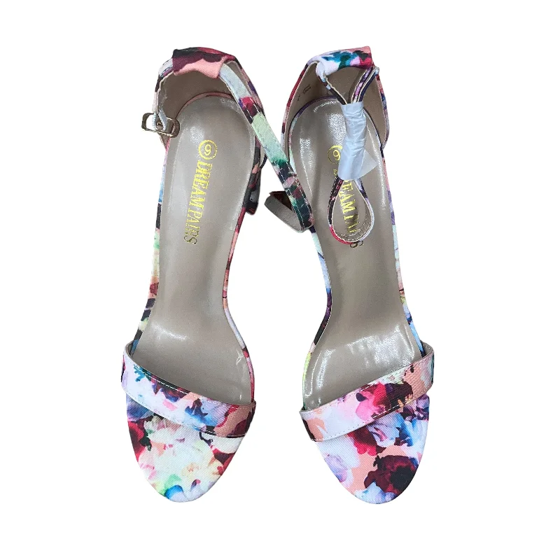 Aesthetic Appeal Floral Print Sandals Heels Block Cmc, Size 9