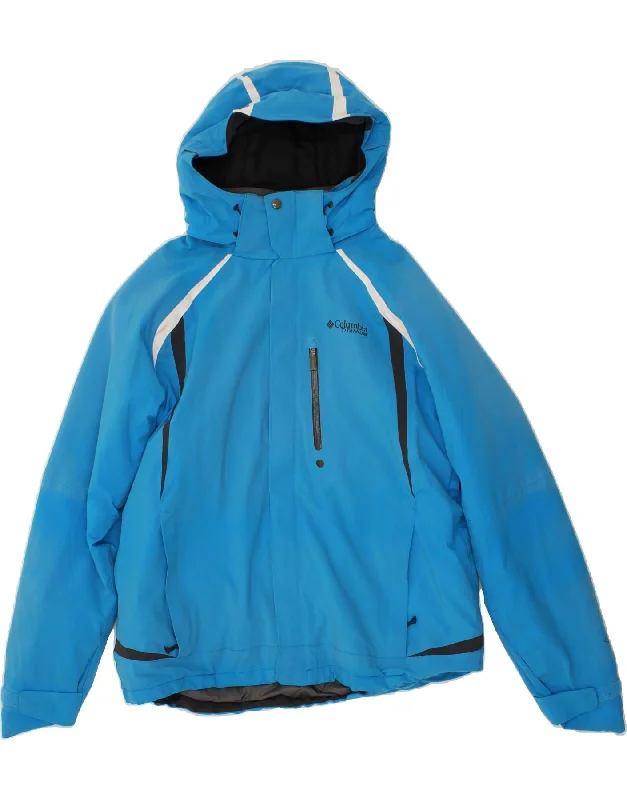 COLUMBIA Mens Omni-Shield Hooded Windbreaker Jacket UK 40 Large Blue Nylon