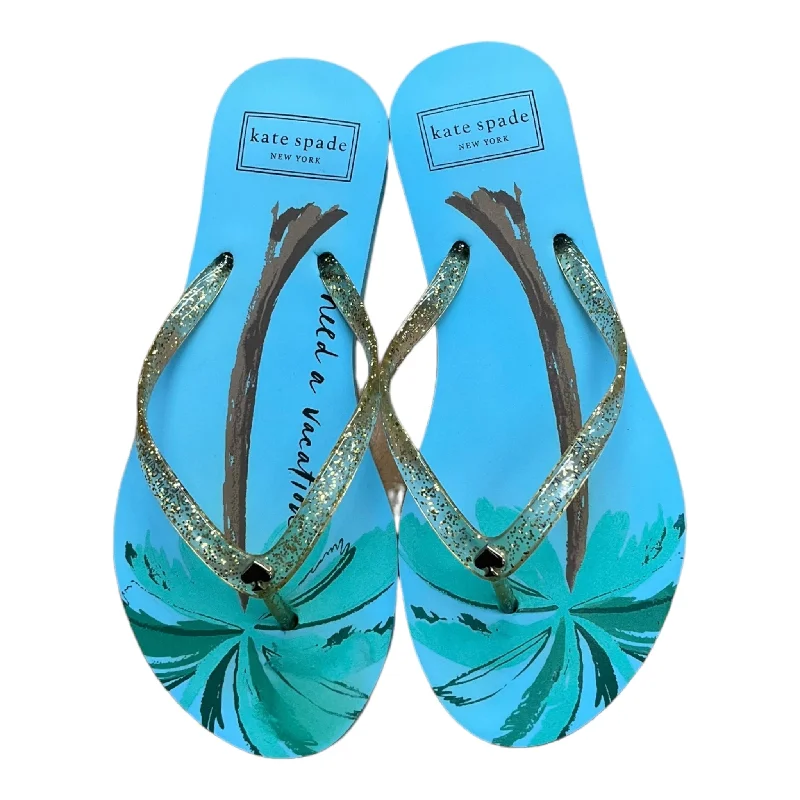 Contemporary Chic Aqua Sandals Flip Flops Kate Spade, Size 7