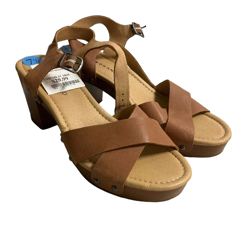 Luxe Craftsmanship Tan Sandals Heels Block Lucky Brand, Size 7.5