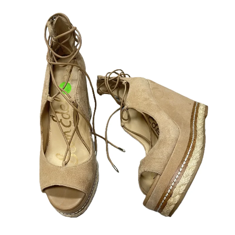 Couture Inspired Beige Sandals Heels Wedge By Sam Edelman, Size: 6.5