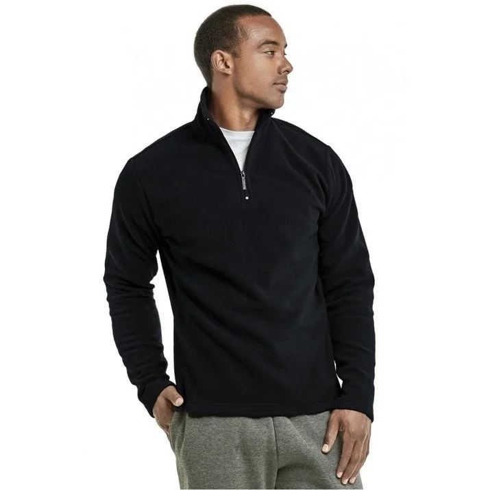 KNOCKER Men's Polar Fleece Quarter-Zip Pullover Jacket - Black