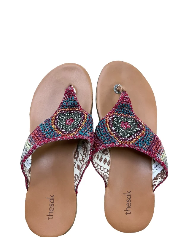 Subdued Elegance Multi-colored Sandals Flip Flops The Sak, Size 10