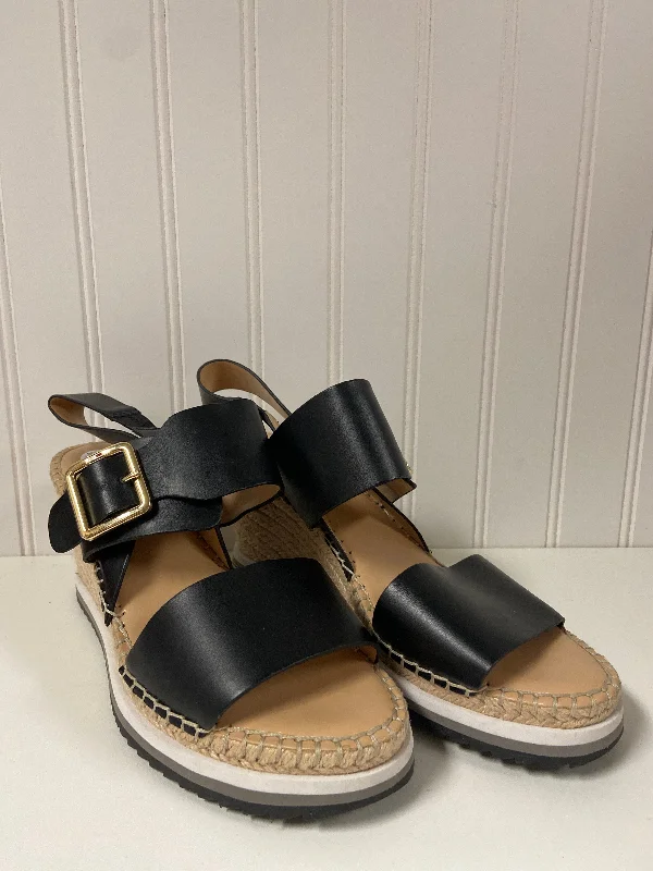 Vintage Glam Black Sandals Heels Wedge Tommy Hilfiger, Size 9.5