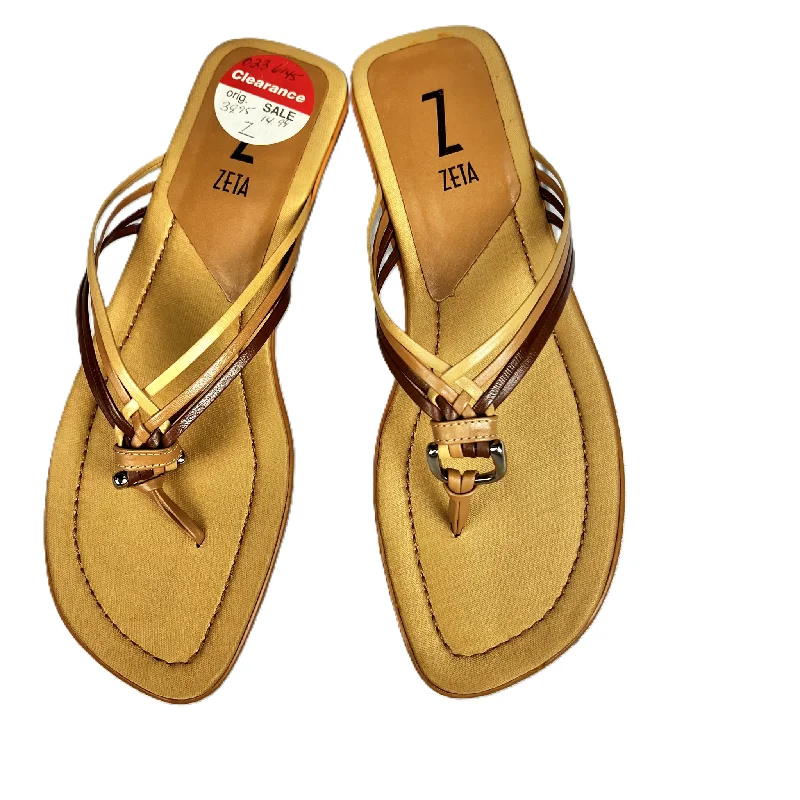 Trendy Look Brown Sandals Flip Flops By Zeta, Size: 7