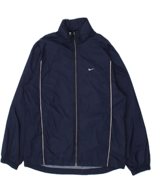 NIKE Mens Hooded Windbreaker Jacket UK 39/41 Medium Navy Blue