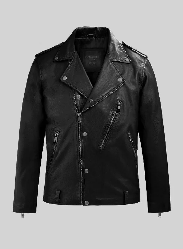 Revolt Black Biker Leather Jacket