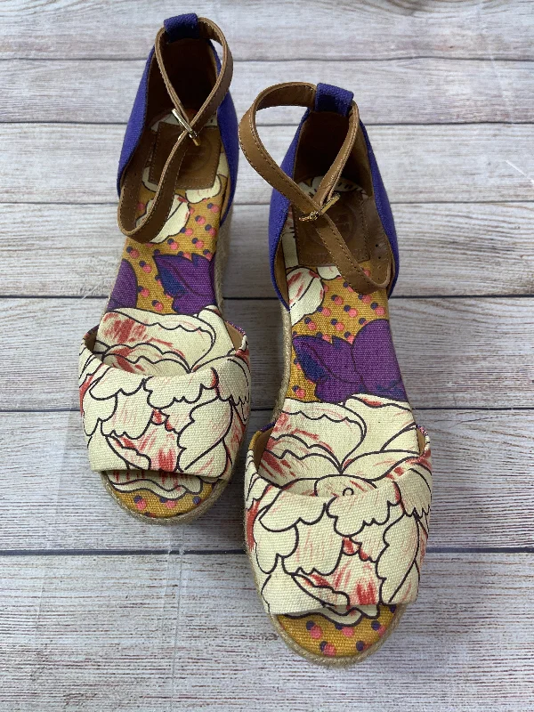 Artful Design Floral Print Sandals Designer Tory Burch, Size 8
