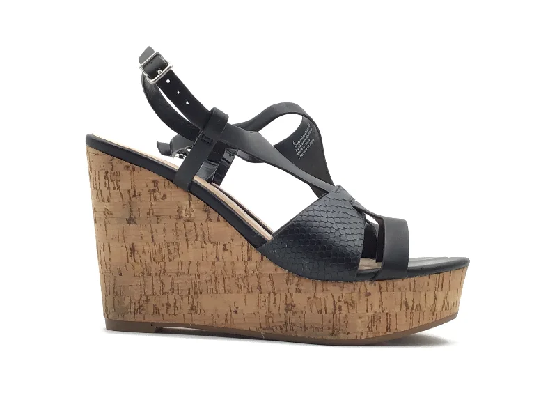 Signature Look Black Sandals Heels Wedge Express, Size 8