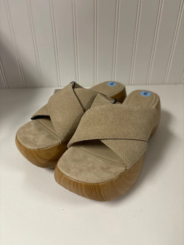 Soft Texture Taupe Sandals Heels Block Zara, Size 6