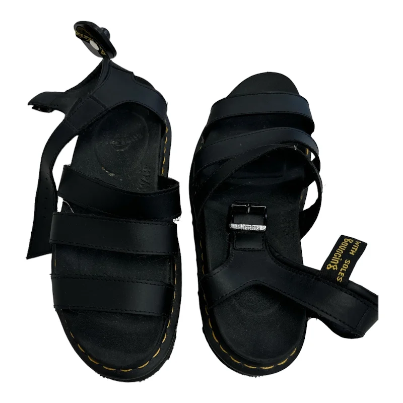 Monochrome Appeal Black Sandals Designer Dr Martens, Size 9