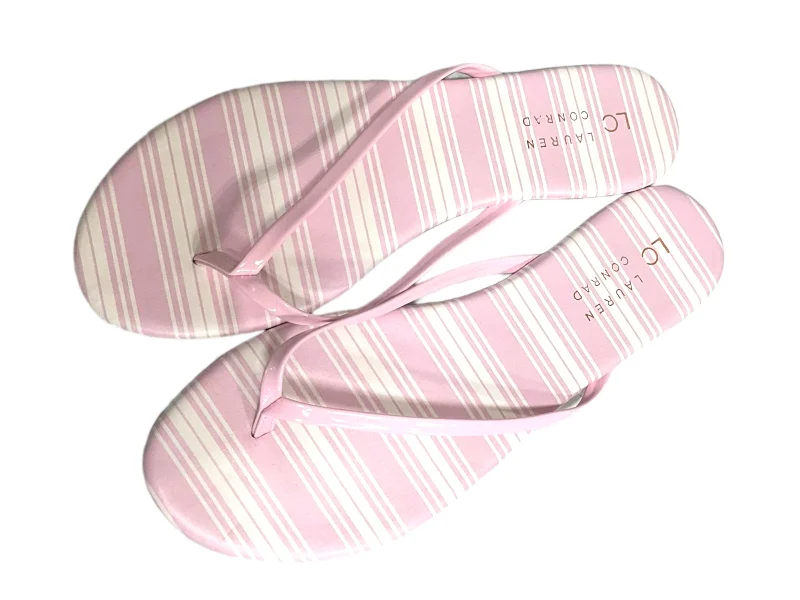 Rich Texture Striped Pattern Sandals Flip Flops Lc Lauren Conrad, Size 9